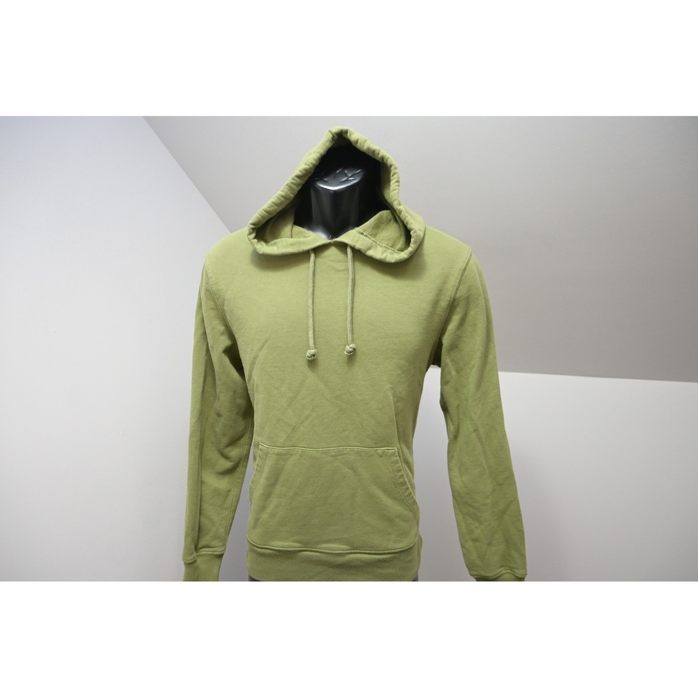 J. Crew Authentic Fleece Hoodie Mens Small Olive Green Pullover Cotton Excellent